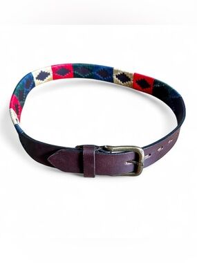 Gaucho Life Authentic Argentinian craftsmanship Aztec pattern leather belt Sz 34